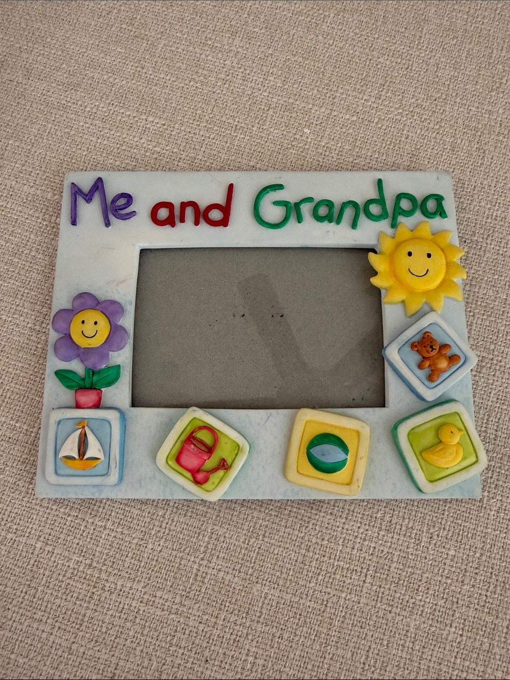 Russ 'Me and Grandpa' Kids Photo Frame - Purple, Red & Green Accents